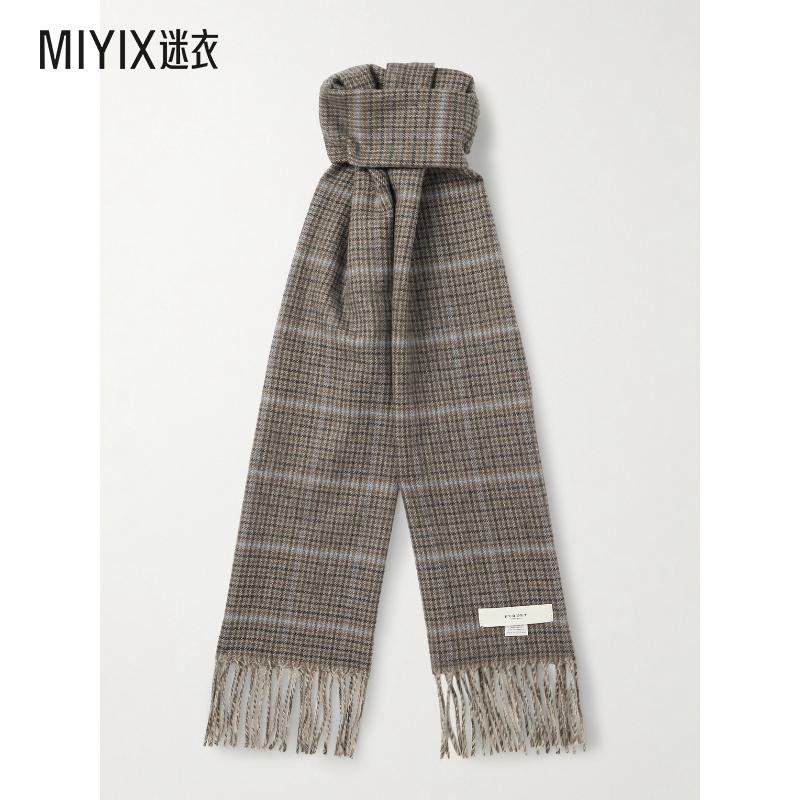 PURDEY 男款Tom 流苏格纹羊毛羊绒混纺围巾 迷衣时尚