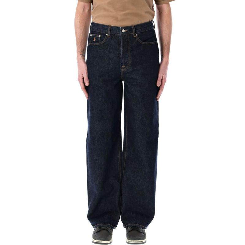 Stüssy 男士 SS25 牛仔长裤 標誌貼片直筒牛仔褲