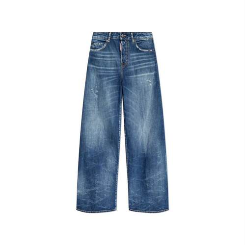DSquared2 D二次方 女士 FW25 牛仔长裤 破洞宽腿牛仔裤