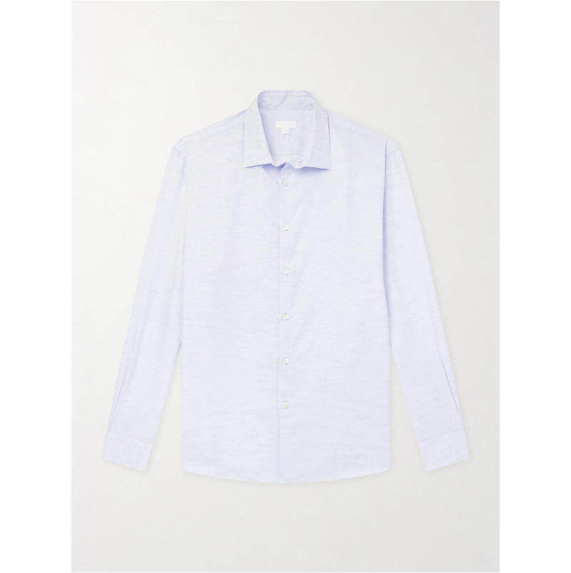 Sunspel 男士 FW26 衬衫 Camp-Collar 棉麻混纺