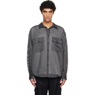 Solid Homme 男士 衬衫 黑色 Sheer Striped