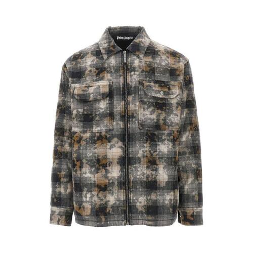 Palm Angels 棕榈天使 男士 FW25 衬衫 曲线Logo格纹外套
