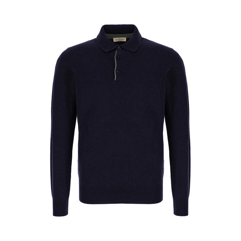 Panicale 男士 FW25 POLO衫 海军蓝羊毛混纺Polo衫