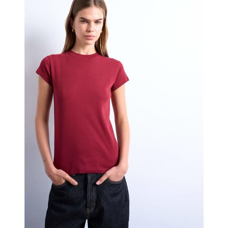 Topshop 女士 T恤 everyday 深色红色T恤