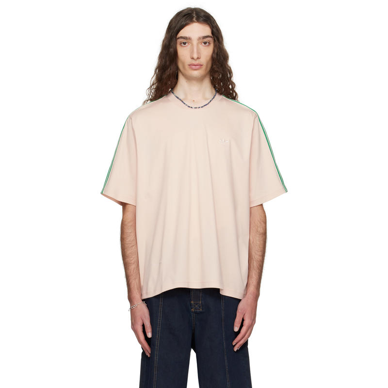 Wales Bonner x Adidas阿迪达斯三叶草联名男士粉色刺绣T恤