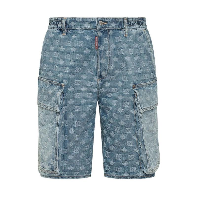 DSquared2 D二次方 男士 SS26 牛仔短裤 浅色水洗工装短裤图片