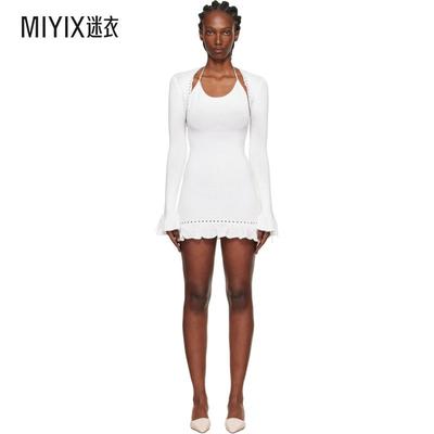 Danielle Guizio 女款白色 Crochet Halter 连衣裙 迷衣时尚