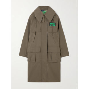 SS26 女士 夹克 GANNI 荷叶边连帽大衣 Barbour shell 巴伯尔