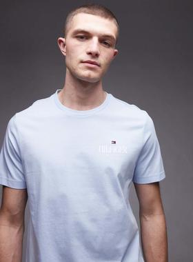 Tommy Hilfiger 男士 T恤 stack 徽标粉蜡笔蓝色T恤