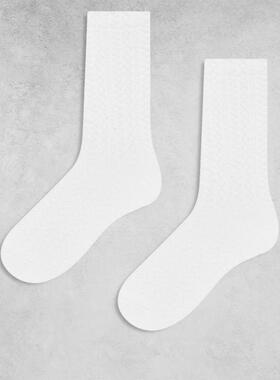Monki 女士 袜子 pointelle 及踝袜(2件套)(白色)