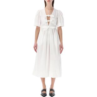 甘尼 GANNI 女士 中长连衣裙 白色棉质 SS26 Ganni