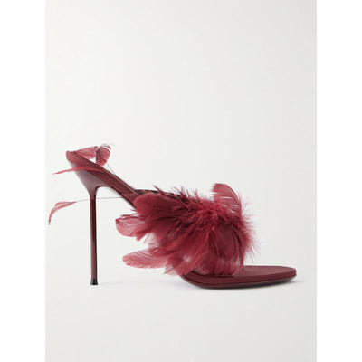 Paris Texas 女士 SS26 凉鞋 Lidia 羽毛修饰皮质凉拖