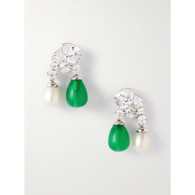 Completedworks 女士 CO 耳环 zirconia, 镀铑立体树脂珍珠耳环