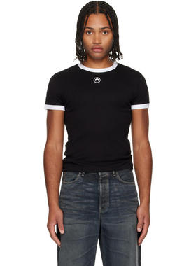 Marine Serre 男士 T恤 黑色 Moon Logo Bicolor Jersey Baby Fit