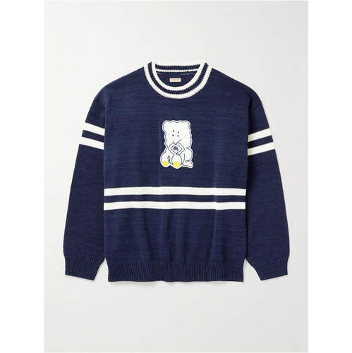 kapital 男士 FW25 毛衣 Peckish Rainbowy Ivy 嵌花条纹棉质