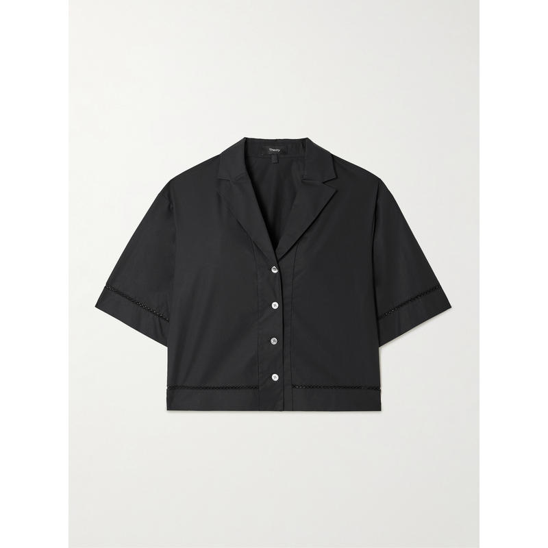 Theory 女士 秋冬新品 衬衫 蕾丝边棉混纺府绸衬衫