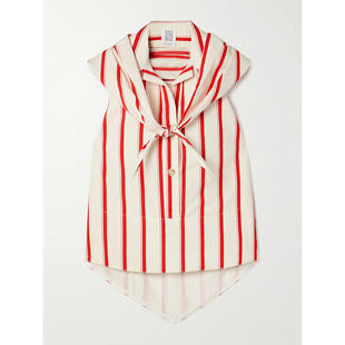 Rosie Assoulin 女士 上衣 Kerchief 条纹人字纹棉混纺挂脖上衣