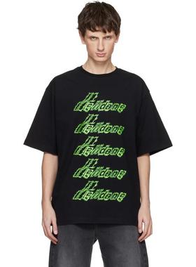 We11Done 男士 T恤 黑色 Multi-Logo T 恤