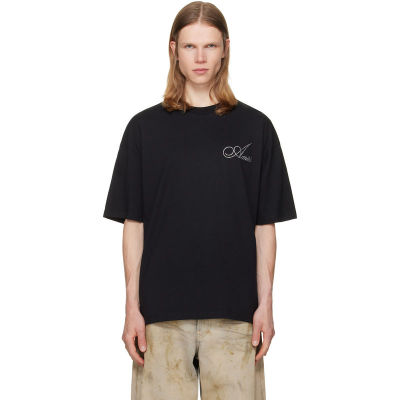 Amiri 埃米尔 男士 T恤 黑色 Crystal Amiri Script Oversized