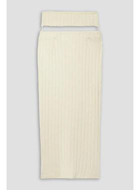 Ioannes 女士 中长裙 剪口罗纹美利奴羊毛羊毛混纺中长半身裙