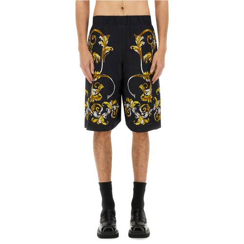 Versace Jeans 范思哲 男士 SS25 短裤 粘胶纤维黑色