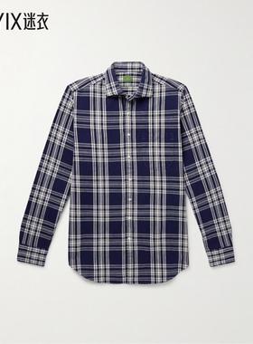 SID MASHBURN男士修身格纹磨毛棉质斜纹布衬衫 迷衣时尚