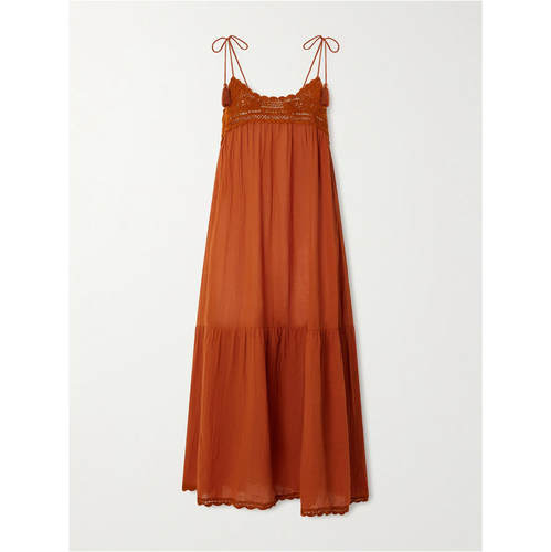 Ulla Johnson 女士 SS26 中长连衣裙 Linnea 流苏钩编棉质