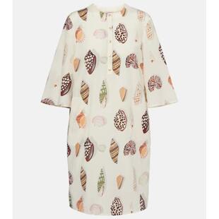 ERES 女士 短款连衣裙 coton 印花真丝迷你连衣裙(奶油色)