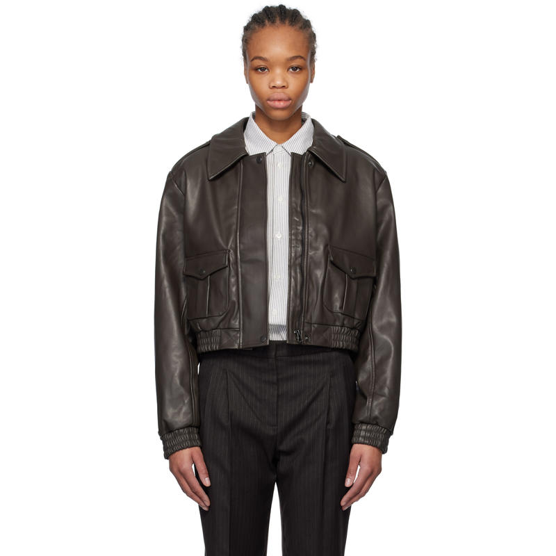 THE GARMENT 女士 夹克 棕色 Brooklyn 皮革飞行员夹克