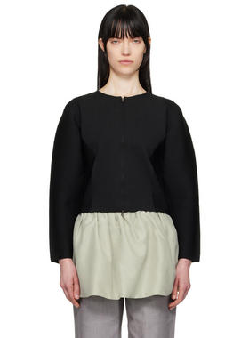 AMOMENTO 女士 卫衣 黑色 Rounded Zip-Up 开衫