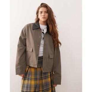 barn Noisy 夹克 女士 五月带人造皮领棕色夹克 May