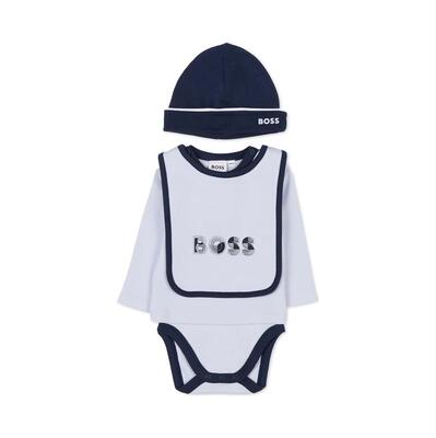 Boss 博斯 婴儿 FW25 服装 GAG AND HAT 连身衣组合童装