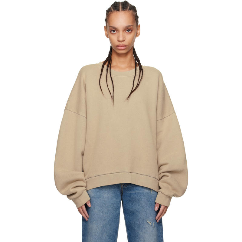 Acne Studios 女士 卫衣 驼色徽标贴饰套头衫