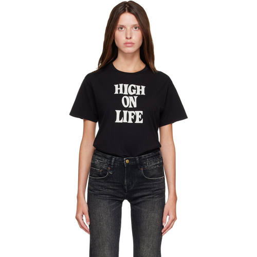 R13 女士 T恤 黑色 High On Life Boy