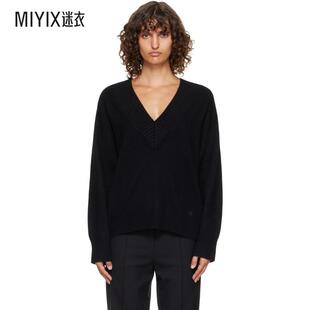 Loulou de Saison 女款黑色 Sage LDS V Neck Cashmere 毛衣 迷衣