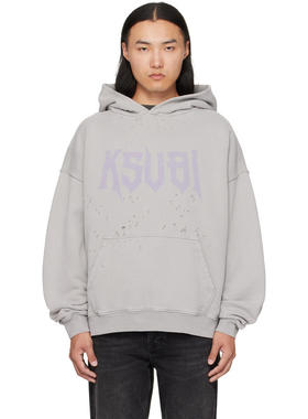 Ksubi 男士 卫衣 灰色 Blasted 连帽衫