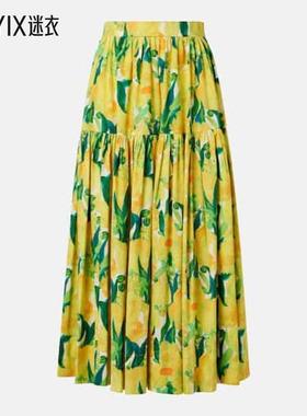 La DoubleJ 女款Oscar 印花棉府绸中长半身裙 迷衣时尚