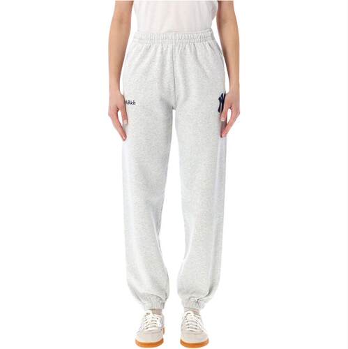 Sporty  Rich 女士 SS26 运动长裤 RICH YANKEES 灰色经典运动裤