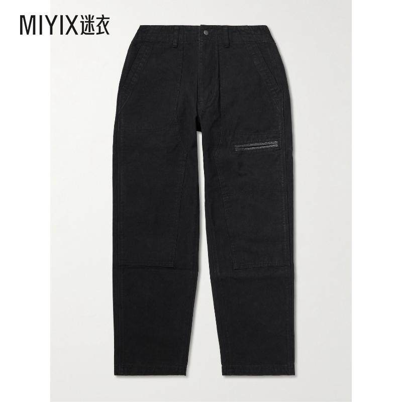 FrizmWORKS 男款锥形皮革边棉质帆布工装裤子 迷衣时尚