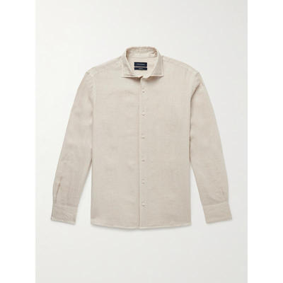 Thom Sweeney 男士 FW25 衬衫 修身剪口领亚麻衬衫