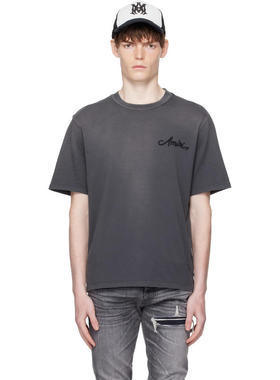 Amiri 埃米尔 男士 T恤 灰色 Bleach Bandana Patch