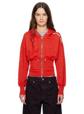 Eckhaus Latta 女士 卫衣 红色 Snatched 连帽衫