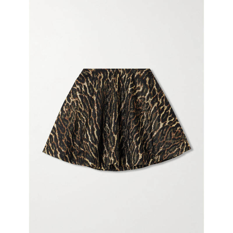Ganni 女士 SS26 迷你裙 recycled-cloqué 金属感豹纹迷你半身裙