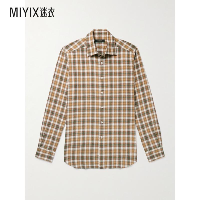 Incotex 男款Glanshirt 修身格纹棉质法兰绒衬衫 迷衣时尚