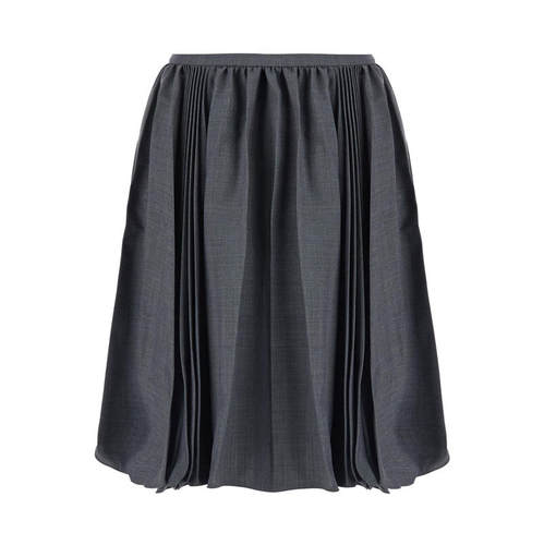 Shushu/Tong 女士 FW26 中长裙 灰色压褶半身裙