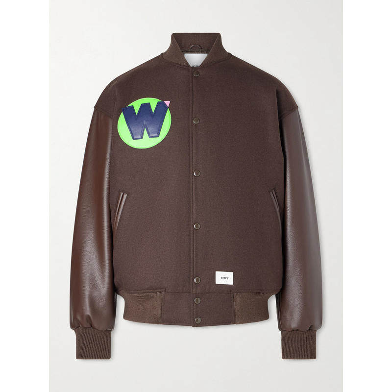 WTAPS 男士 SS26 夹克 Logo-Appliquéd 拼接麦尔登呢羊毛混纺