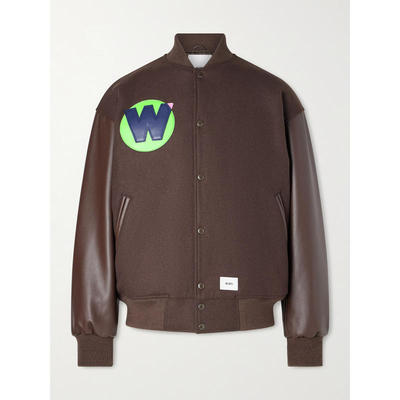 WTAPS 男士 SS26 夹克 Logo-Appliquéd 拼接麦尔登呢羊毛混纺