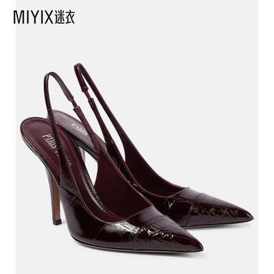 Paris Texas 女款Miranda 105 鳄鱼纹皮质露跟浅口鞋 迷衣时尚