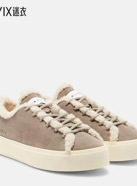INUIKII 女款皮毛饰边绒面革低帮运动鞋 迷衣时尚