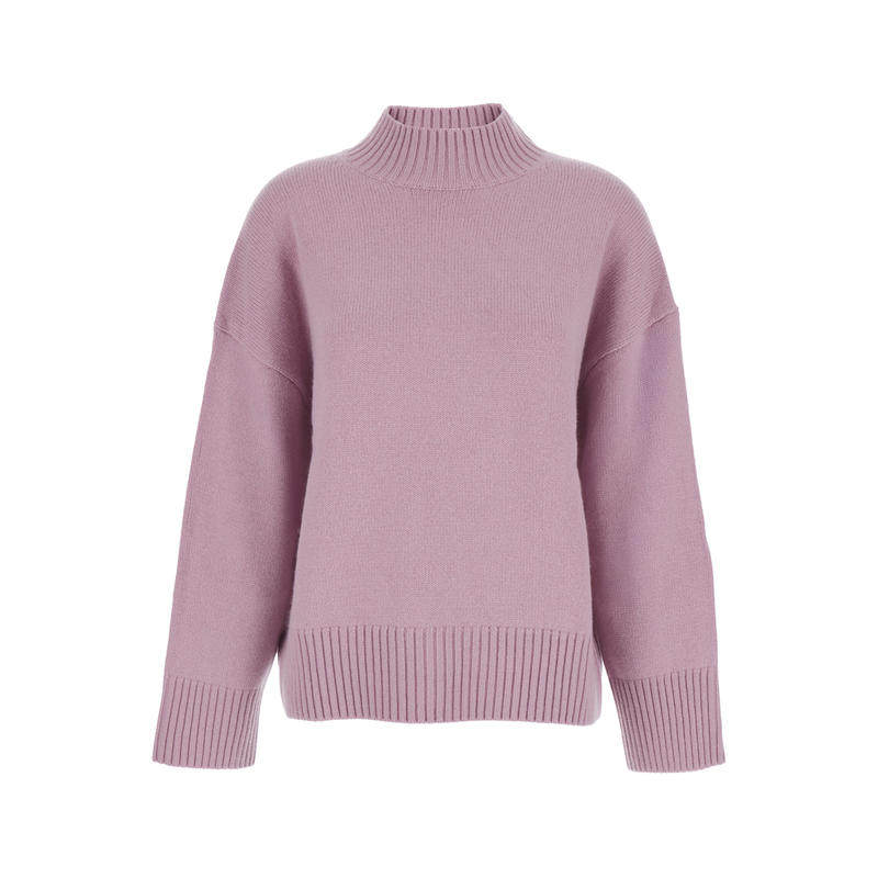 Plain. 女士 FW25 毛衣 粉色高领落肩羊绒女士毛衣